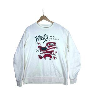 Old Navy Graphic Sweatshirt Nick's Auto Repair Santa Christmas Crewneck Men's XL